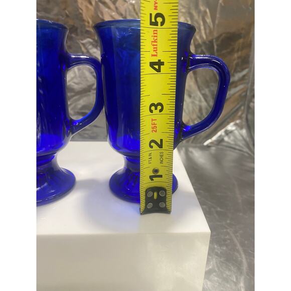 Vintage Set of 2 Anchor Hocking Cobalt Blue Coffee Mug Cups 5" - Picture 1 of 4